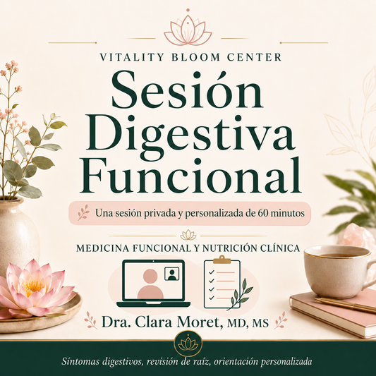 Sesión Digestiva Funcional 1:1, 60 minutos con la Dra. Clara Moret